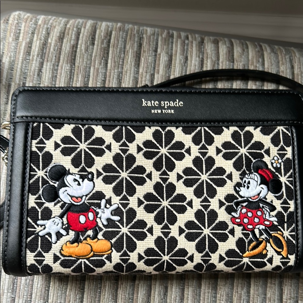 Kate Spade Black and Cream Clutch with Floral Design
